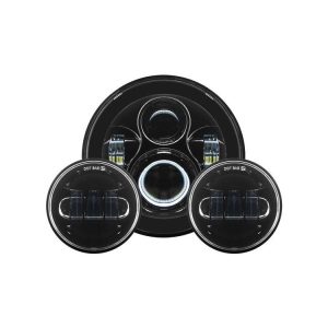 HogWorkz LED 7" Headlight And 4 1/2" Passing Lamps Kit For Harley 1994-2025