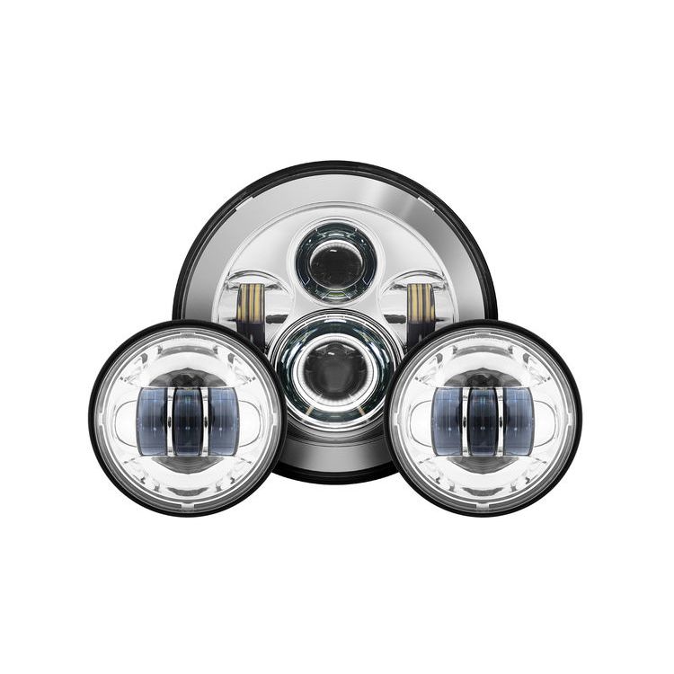 HogWorkz LED 7" Headlight And 4 1/2" Passing Lamps Kit For Harley 1994-2025