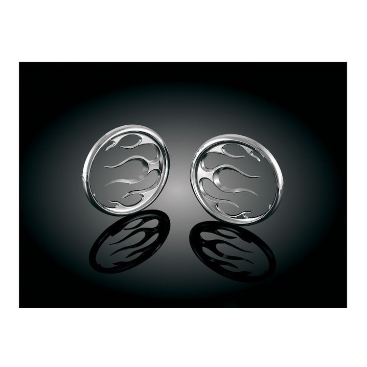 Kuryakyn Flame Front Speaker Grills For Harley Touring 1996-2013