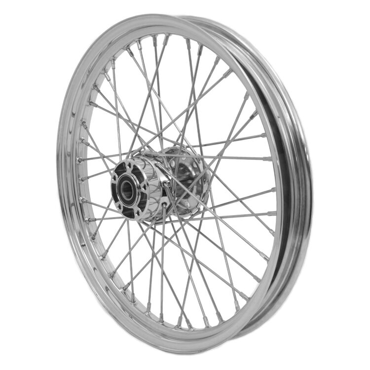 V-Twin Mfg. Replica 40 Spoke Chrome Front Wheel, 21" X 2.15" For Harley 2000-2006 - Image 2