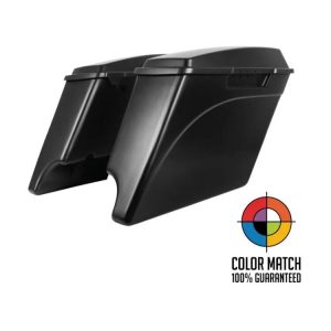 HogWorkz OE Color Matched 4" Stretched Dual Cut Saddlebags For Harley Touring 1994-2013