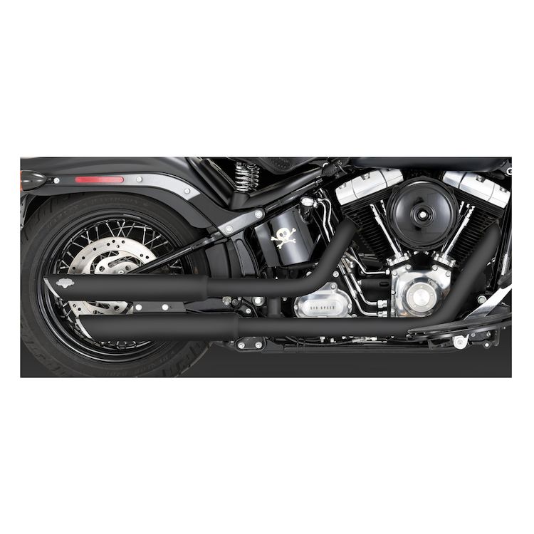 Vance & Hines 3" Round Twin Slash Slip-On Mufflers For Harley Softail 2007-2017