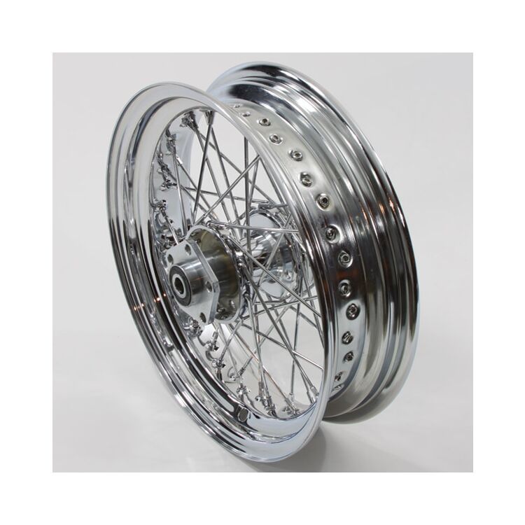 V-Twin Mfg. 40 Spoke Chrome Rear Wheel Assembly For Harley 1986-1999 - Image 3
