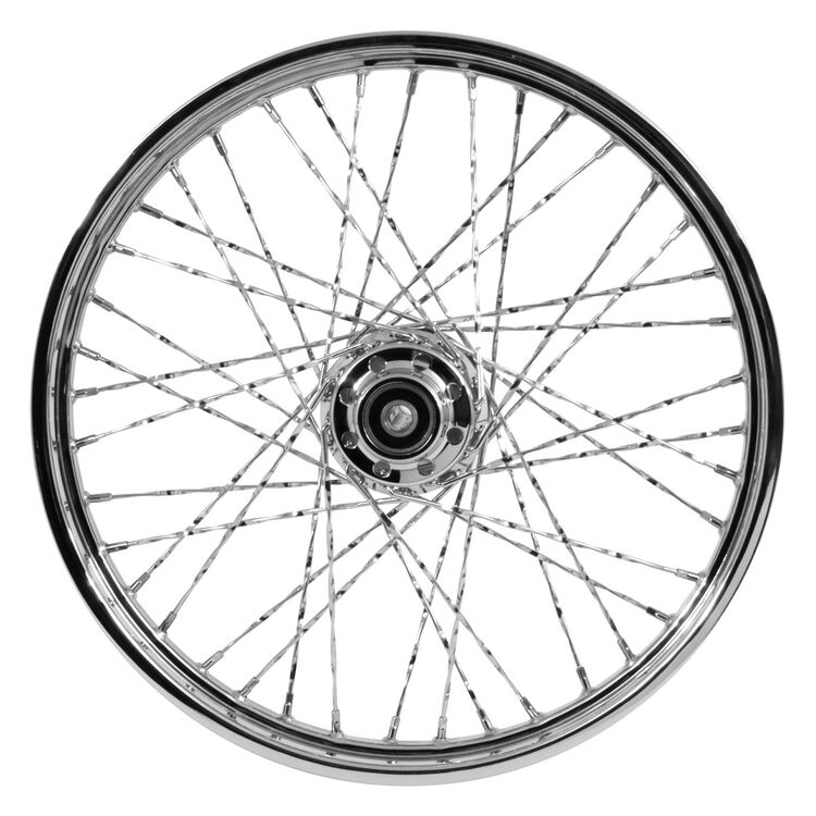 V-Twin Mfg. Twirled Spoke Chrome Front Wheel, 21" X 2.15" For Harley 2000-2006 - Image 3