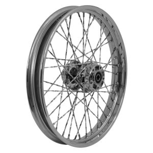 V-Twin Mfg. Twirled Spoke Chrome Front Wheel, 21" X 2.15" For Harley 2000-2006